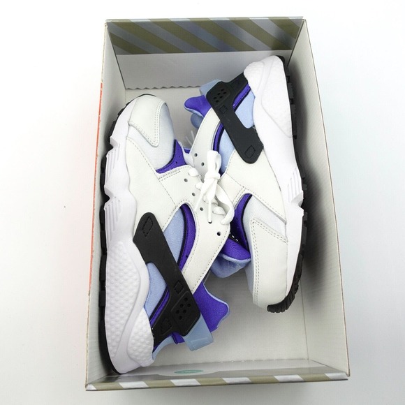 Nike Air Huarache White Aluminum Black Sneakers DH4439 100 Womens Size 7 - Picture 10 of 11